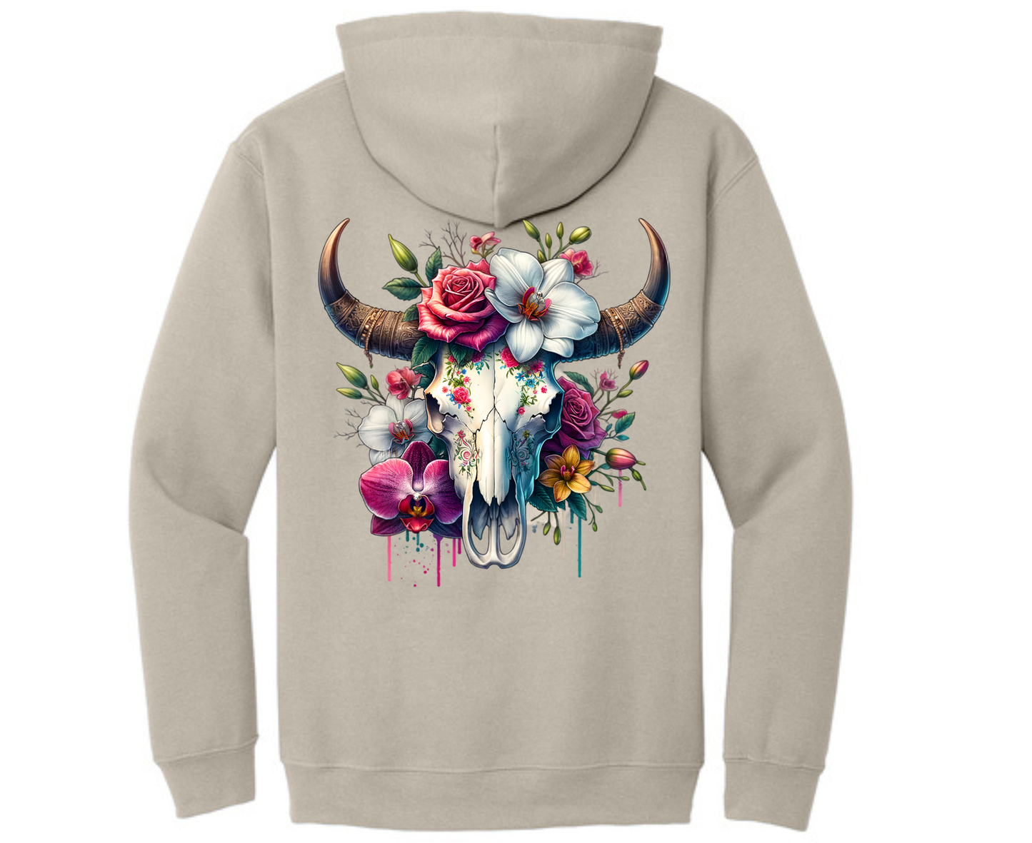 Floral Bright Cowskull Hoodie