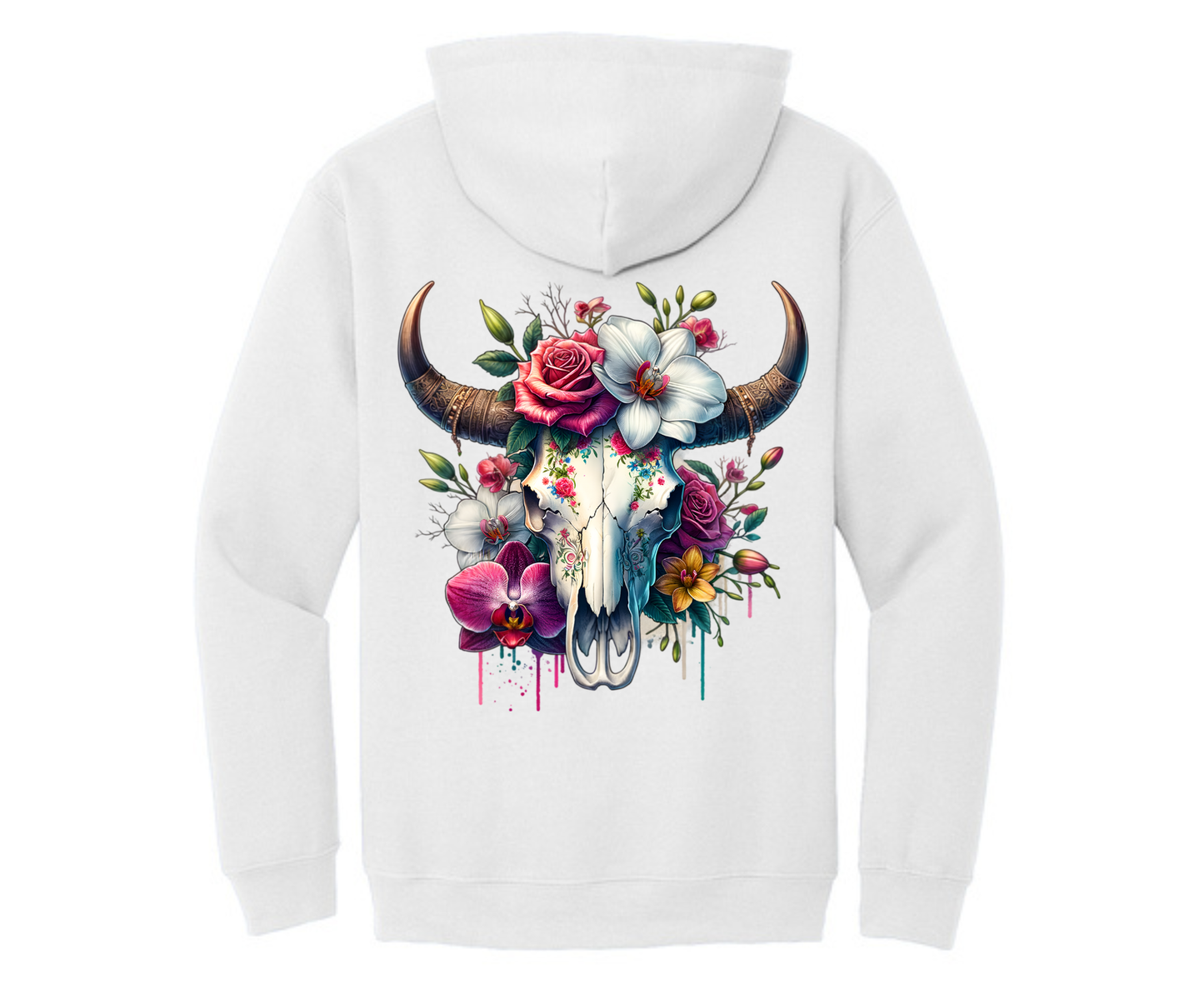 Floral Bright Cowskull Hoodie