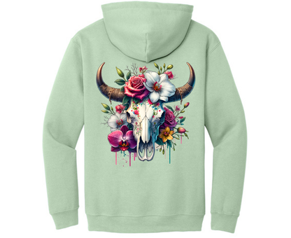 Floral Bright Cowskull Hoodie