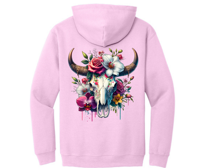 Floral Bright Cowskull Hoodie