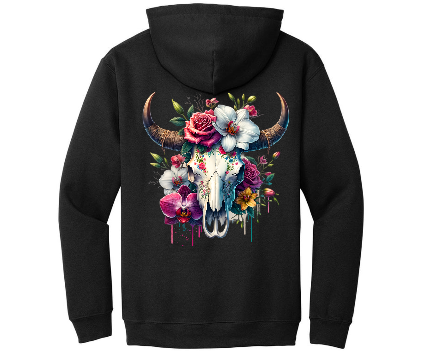 Floral Bright Cowskull Hoodie