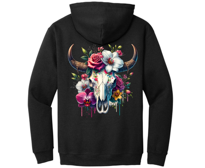Floral Bright Cowskull Hoodie