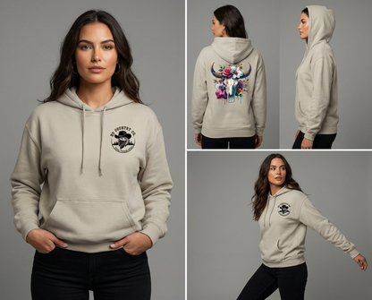 Floral Bright Cowskull Hoodie