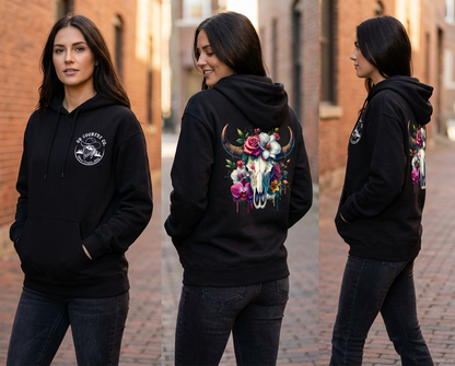 Floral Bright Cowskull Hoodie