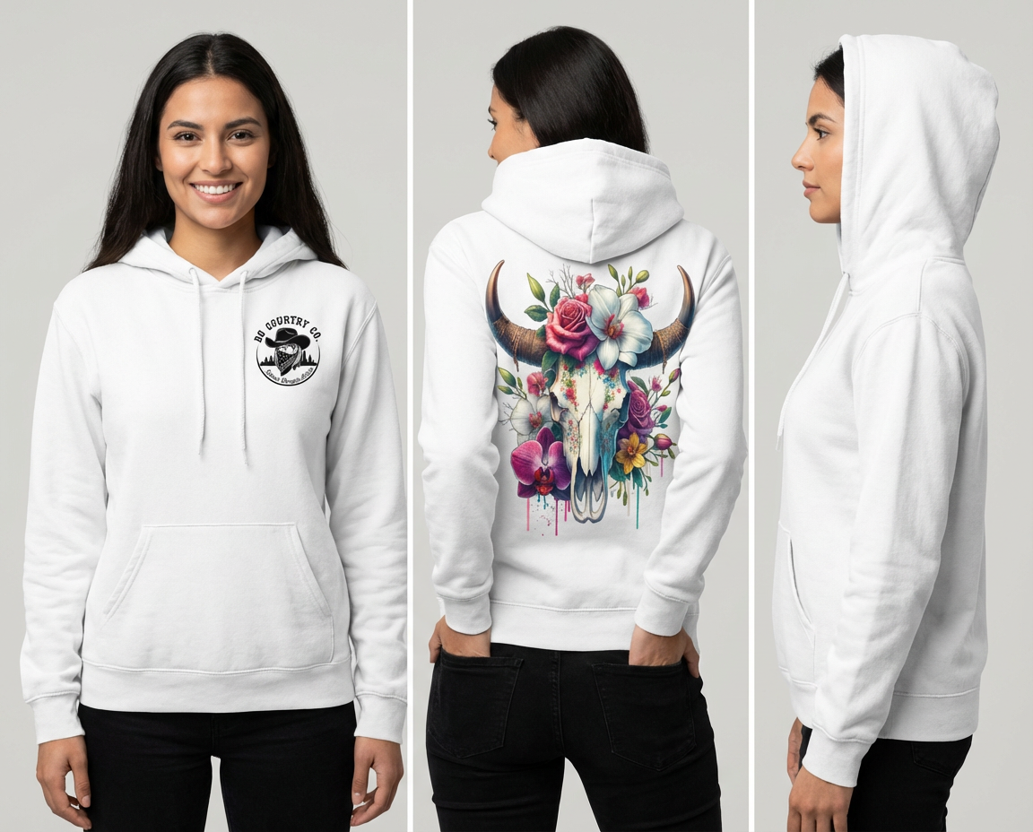Floral Bright Cowskull Hoodie
